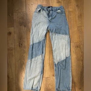 Hollister High rise straight leg two tone jeans